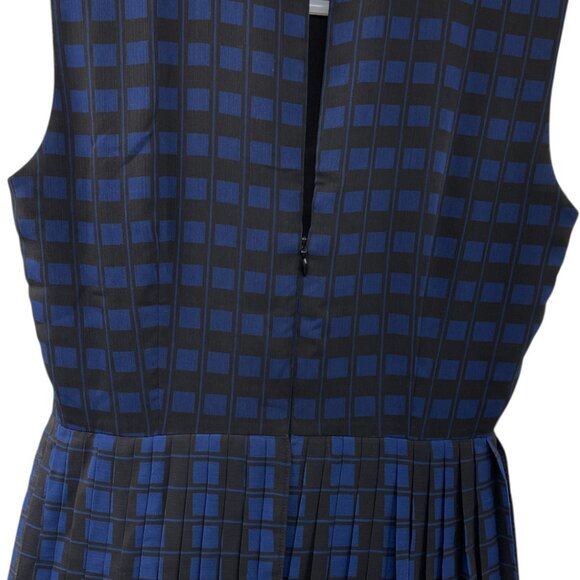 Club Monaco Pleated Tiered Blue Tartan Plaid Maxi Midi Dress Women's Size 4 - Picture 6 of 13